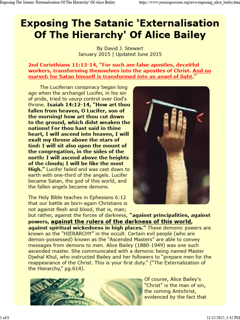 Exposing The Satanic 'Externalisation of The Hierarchy' of Alice