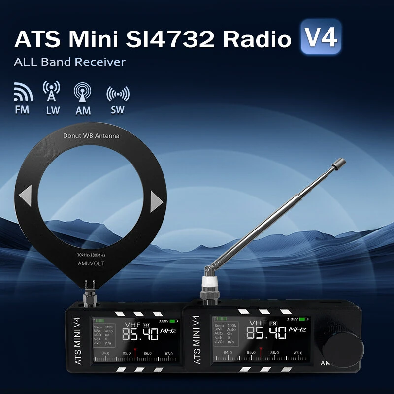 AMNVOLT V4 ATS Mini SI4732ラジオ全帯域DSPラジオFM AM SSB LSB USB