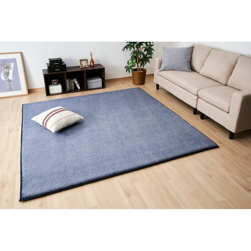 アイリスオーヤマ ラ・クッションラグ ACRB-1818 ブルー マット ラグ