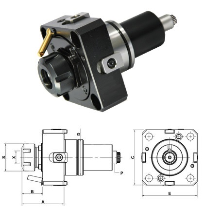 BMT65 BOLT PATTERN 70x73 DIN5480 AXIAL DRILLING MILLING HEAD ER32
