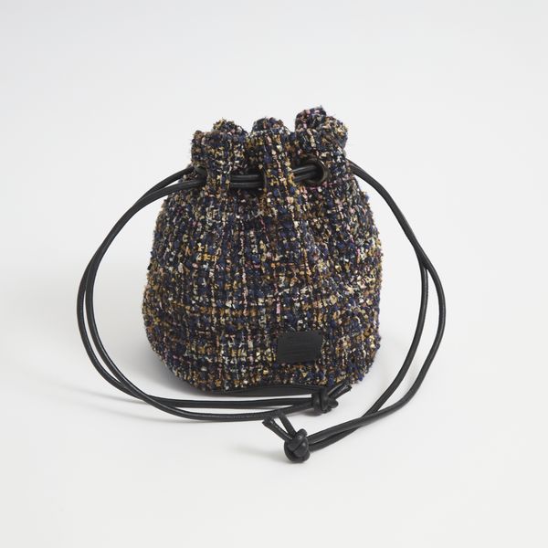 Swaraj/ツイードレザーコンボショルダーバッグ -ころんとした形が