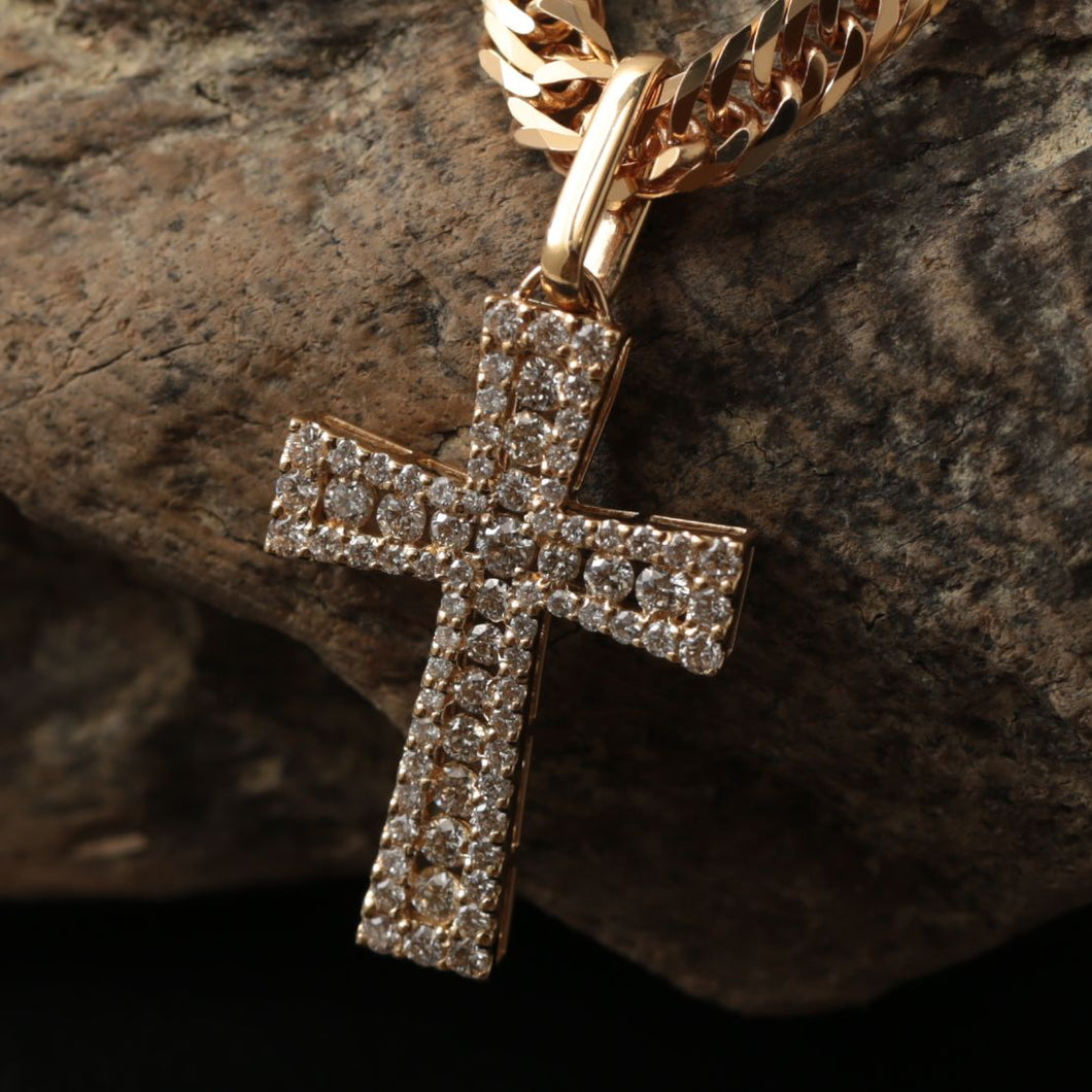 K18 ダイヤモンド クロスペンダント 1.00ct 18金 イエローゴールド