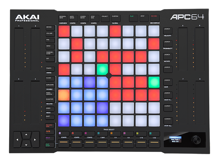 AKAI APC64 | 64 個のベロシティ対応＆自照式RGB パッドを搭載した