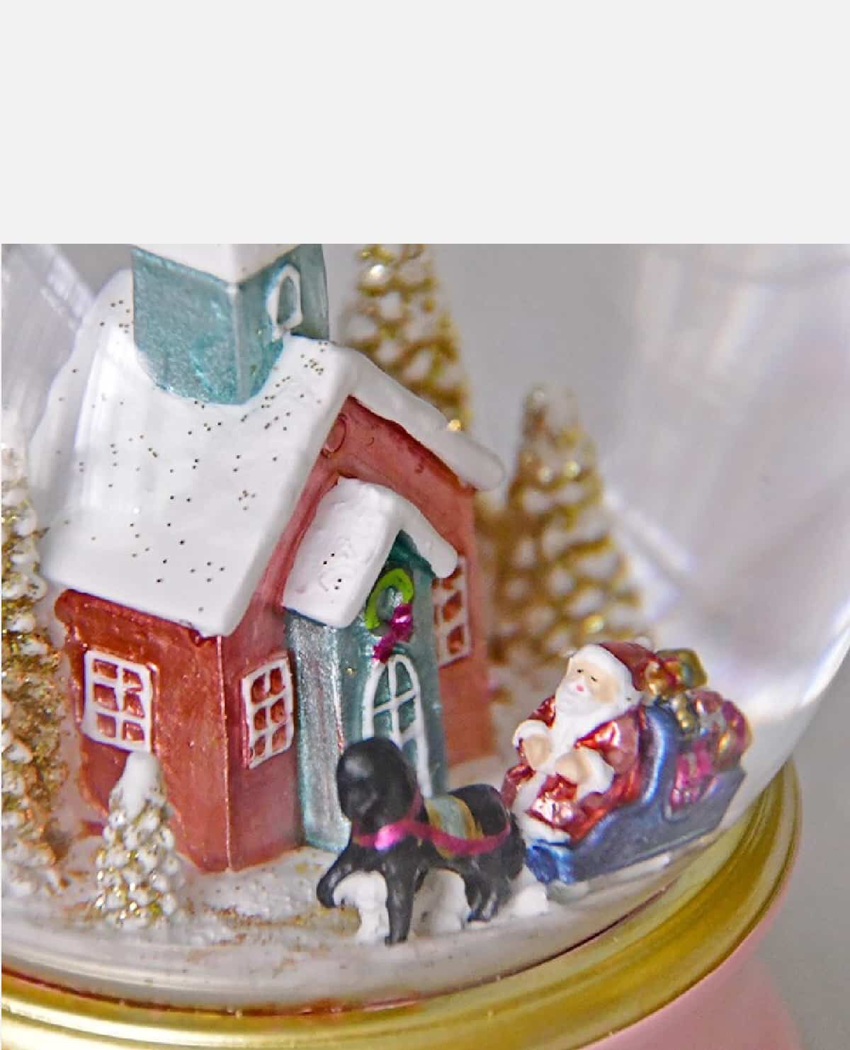 スノードームオルゴール スノーヴィレッジピンク クリスマス