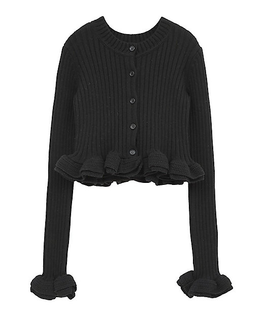 W FACE SHORT FRILLED KNIT TOPS 10106