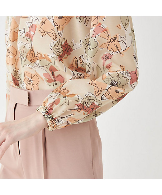 ピオニープリント ギャザーネックブラウス | maison TOMORROWLAND