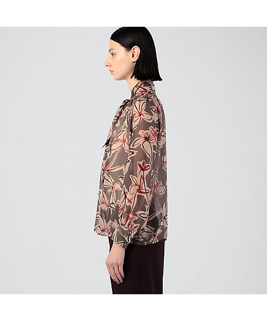 フローフラワープリント ボウタイブラウス | maison TOMORROWLAND