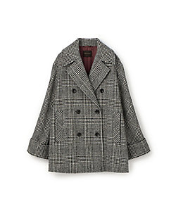 ウールカシミヤグレンチェック ショートコート | maison TOMORROWLAND