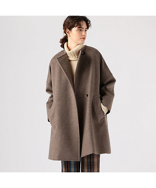 カシミヤダブルフェイス ノーカラーコート | maison TOMORROWLAND