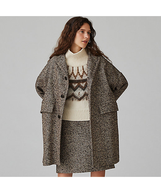 ヘリンボーンツイード オーバーサイズドコート | maison TOMORROWLAND