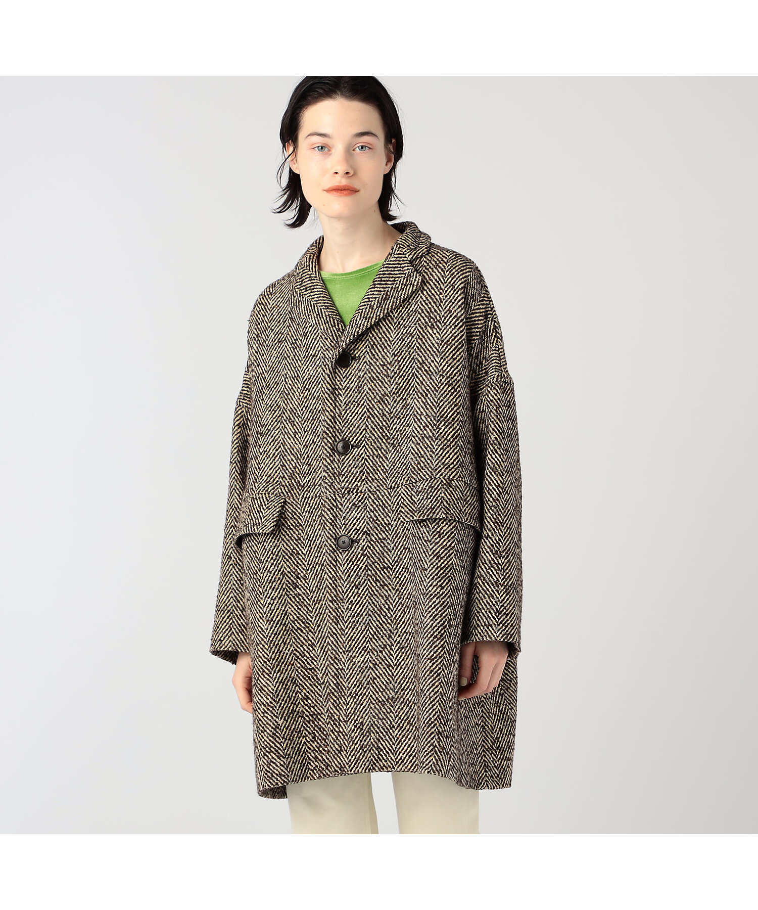 ヘリンボーンツイード オーバーサイズドコート | maison TOMORROWLAND