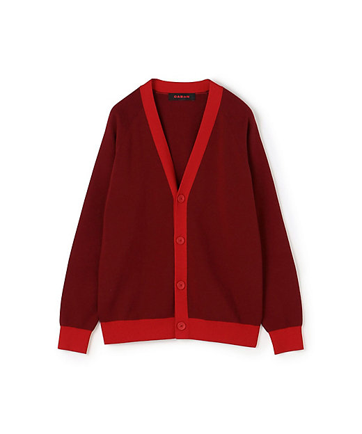 CABaN コットンカシミヤ バイカラーVネックカーディガン | CABaN