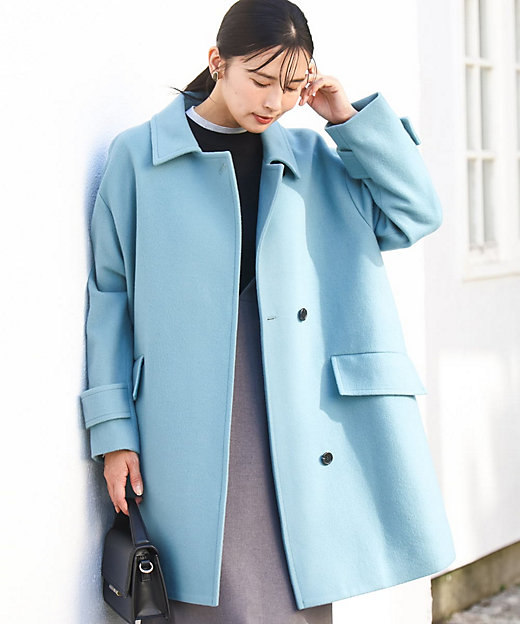 SUPER100'sウール スタンドカラーミドルコート | MK MICHEL