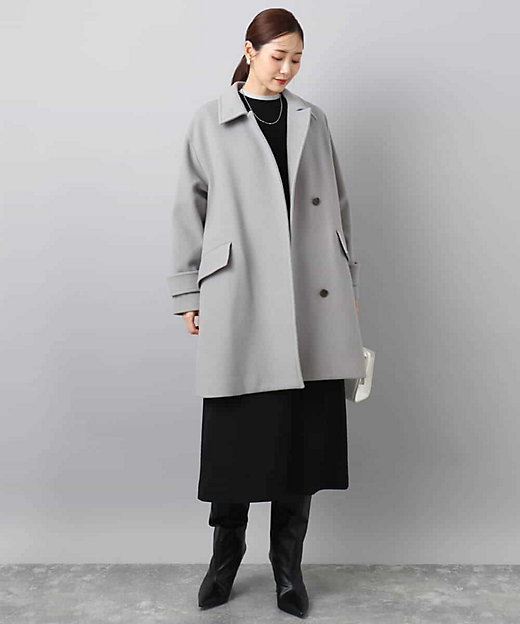 SUPER100'sウール スタンドカラーミドルコート | MK MICHEL