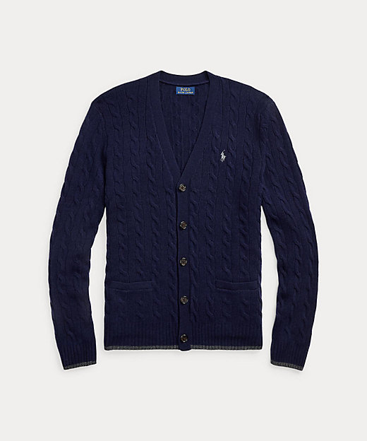 ケーブルニット ウールカシミヤ カーディガン