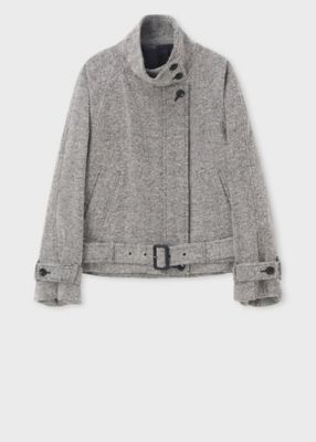 ウィメンズ ヘリンボーン ツイード スタンドカラー ブルゾン