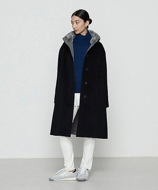 TALLサイズ 〕 アンゴラウール スタンドフーデットコート