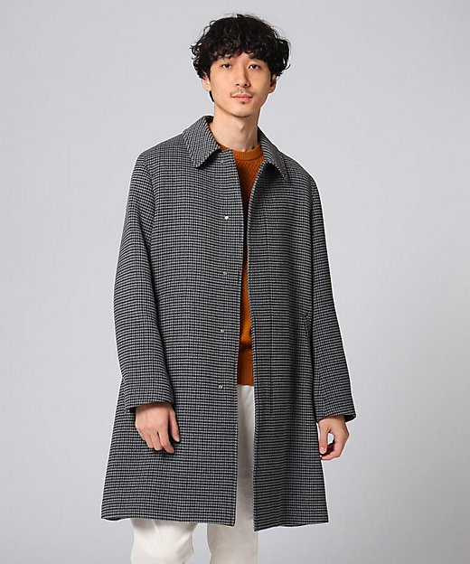ウールライクガンクラブチェックステンカラーコート