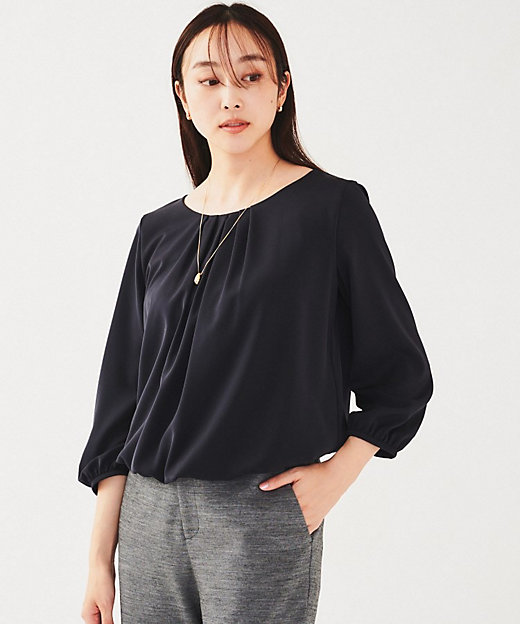 透けにくい／通勤】パウダリー タックブラウス（2002404770