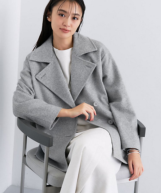 軽やか／ゆったり】ウール混ショートトレンチコート