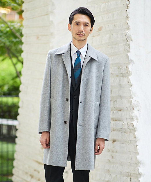 カシミヤブレンド ビーバー調ステンカラーコート