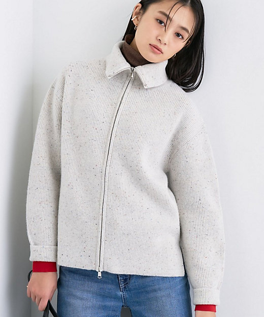 洗える】カラーネップ ダブルジップカーディガン