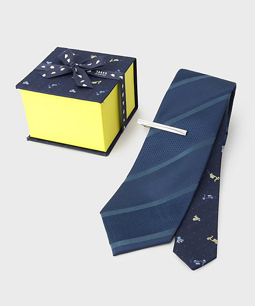 BOXセット】クラシックシャドーストライプ ネクタイ＆タイバー