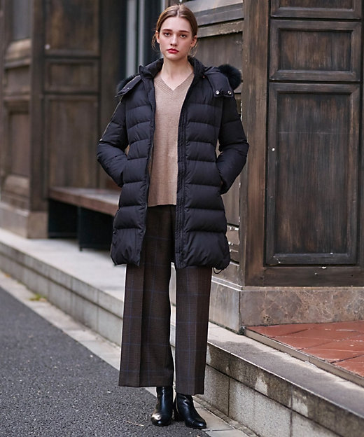 軽量／3WAY】ブルーフォックスファーロングタフタダウンコート