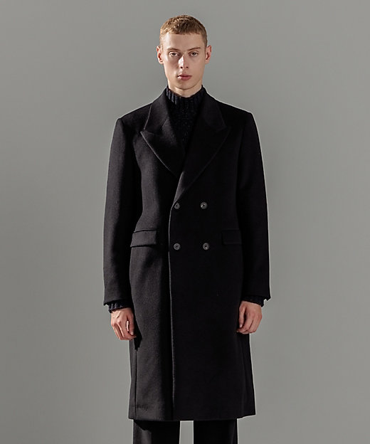 WEB限定】グロッシーウール ダブルブレストチェスターコート