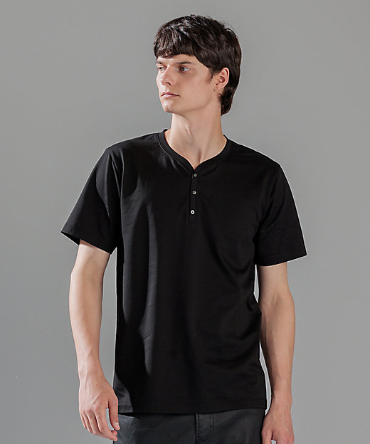 スビンソフトジャージー ヘンリーネック半袖カットソー