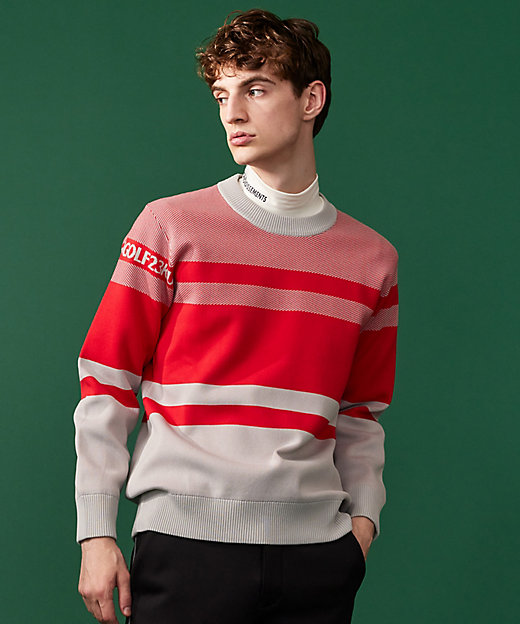 MEN】【洗える】カラーブロック 裏付き ニット