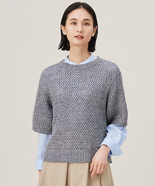 洗える】カラーミックスメッシュリネン ニット（KRWRGM0360