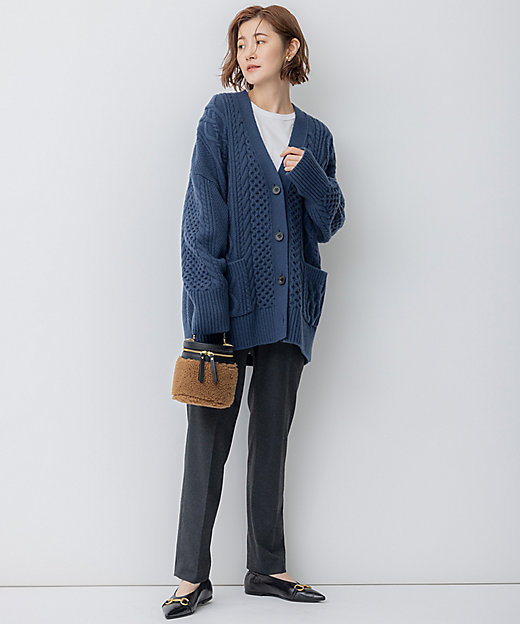 洗える】ウールカシミヤ アランパターン カーディガン