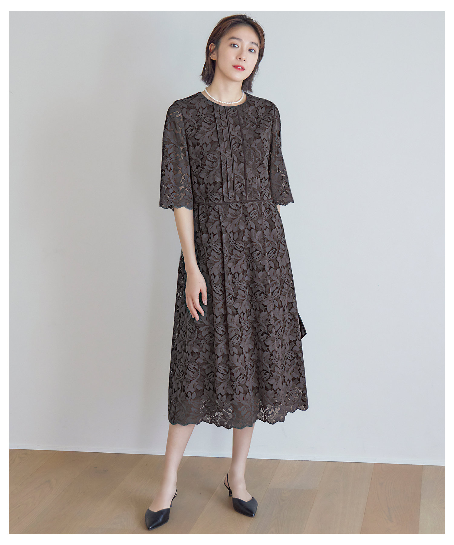 洗える】フルールコードレース ワンピース（OPWMCM0406