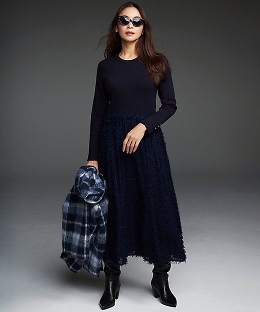 滝沢眞規子さん着用／一部店舗限定／洗える】ニットコンビジャカード