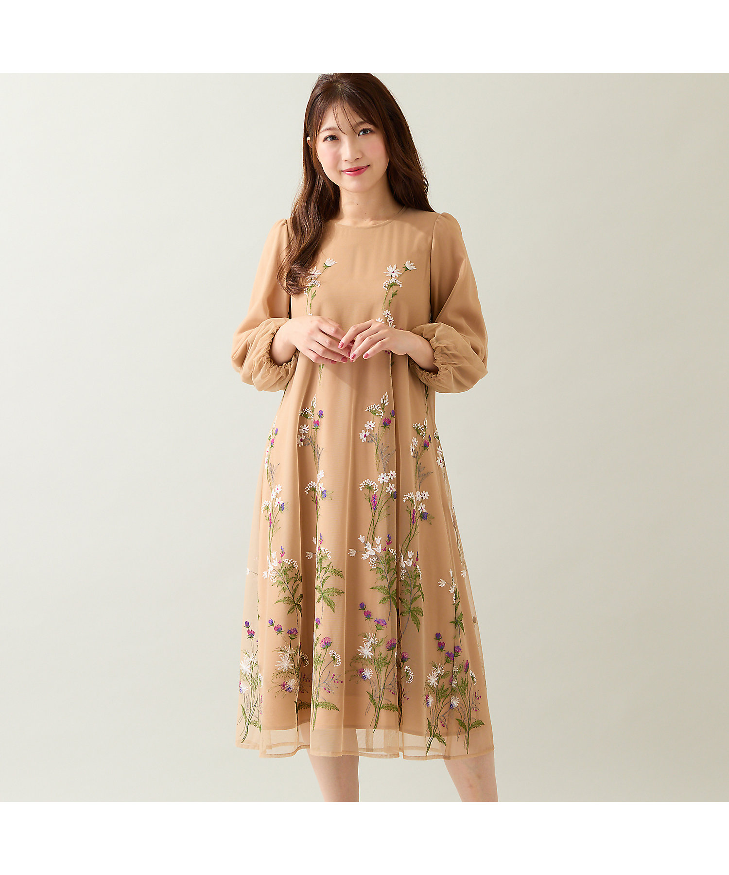 ゆったりシルエット】チュール刺繍ワンピース（51015506