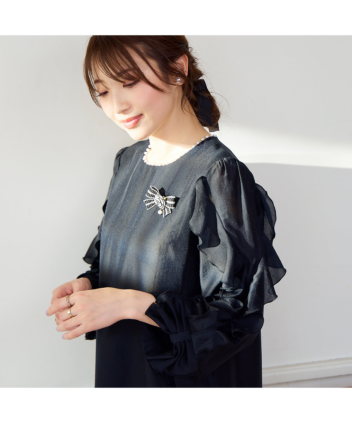 フリルリボン袖ブラウス（51032520） | Rose Tiara (Women