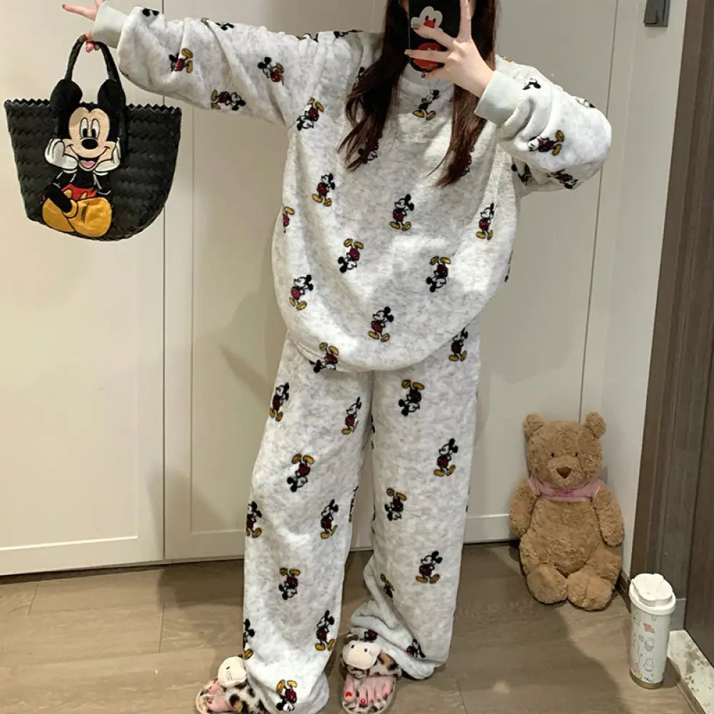 あったかい！パジャマ レディース 秋冬 厚手 フリース裏起毛