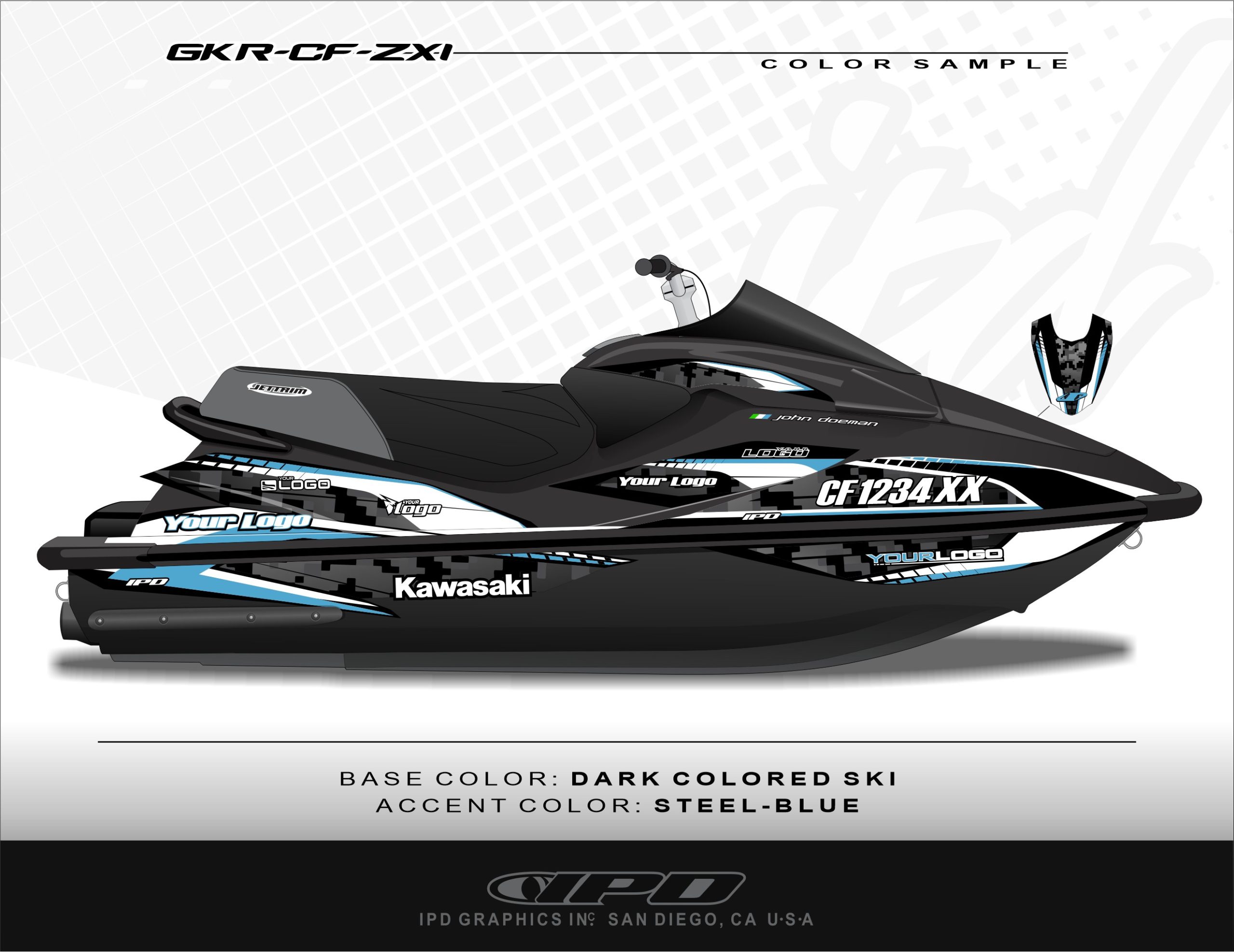Kawasaki ZXI Rec Graphics Kit (CF Design) - IPD Jet Ski Graphics