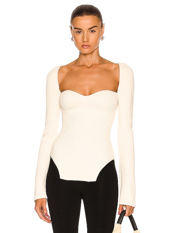 KHAITE Maddy Long Bustier Top in Cream | FWRD