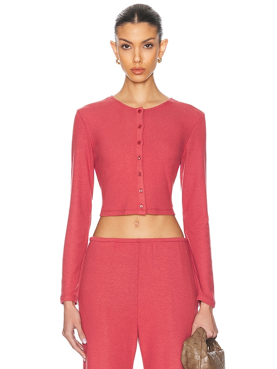 LESET Lauren Crop Cardigan in Radish | FWRD