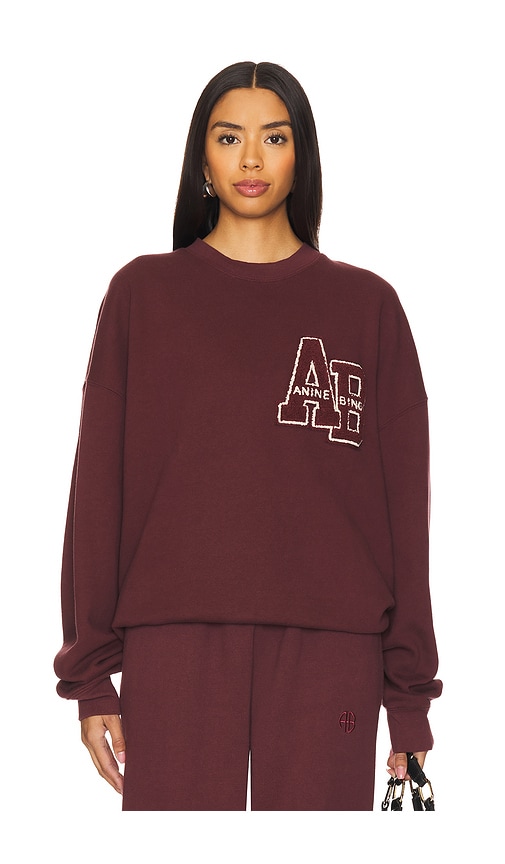 ANINE BING Miles Oversized Sweatshirt Letterman in Dark Burgundy