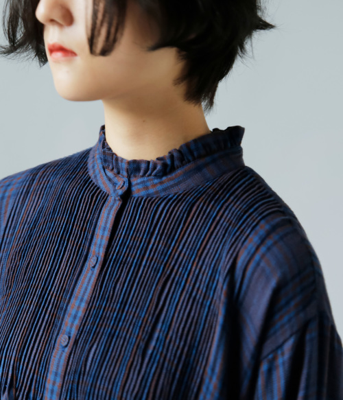 maison de soil メゾン ド ソイル ウール コットン チェック フリル