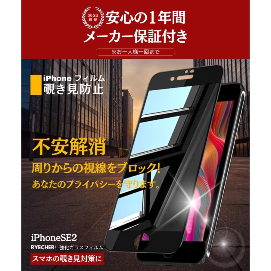 RYECHER 覗き見防止 iPhoneSE 第2世代 フィルム 除き見防止フィルム