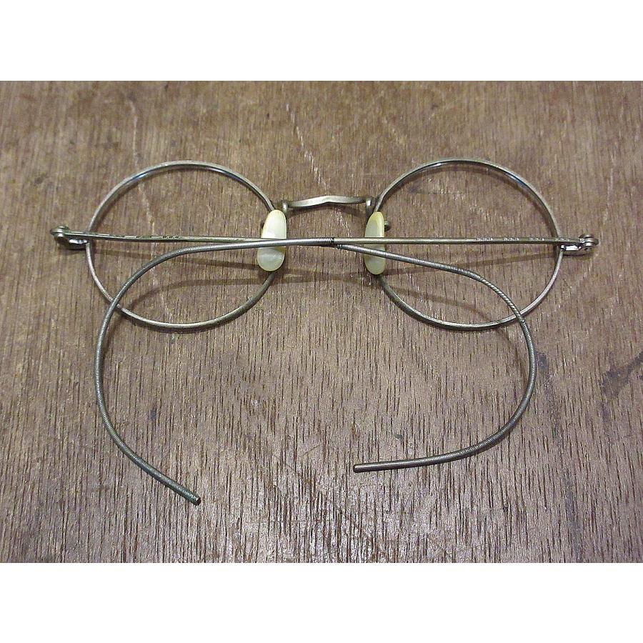ビンテージ20's30's○サイドマウント彫金ラウンド眼鏡○221221i5-eygls