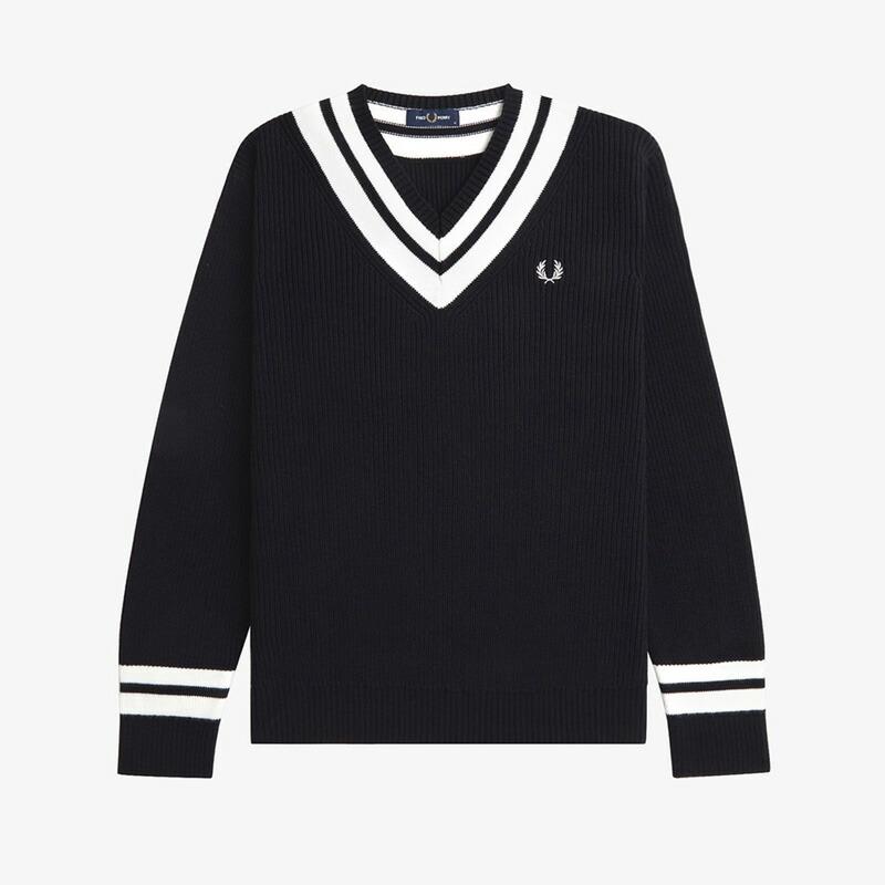 FRED PERRY（フレッドペリー） ストライプド Vネック ジャンパー