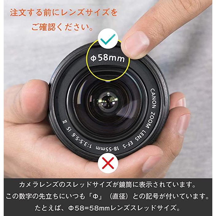 2個 レンズフード 汎用 49mm 52mm 55mm 58mm 62mm 67mm 72mm 77mm 82mm