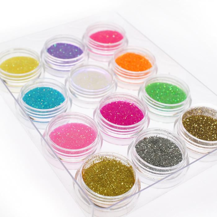 ジェルネイル グリッターラメパウダー12色セットアウトレット 訳あり