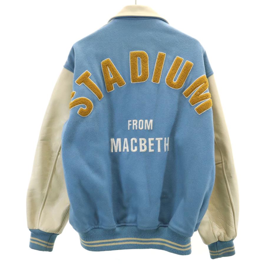 MACBETH マクベス スタジャン M 水色系 袖レザー メンズ 古着 中古