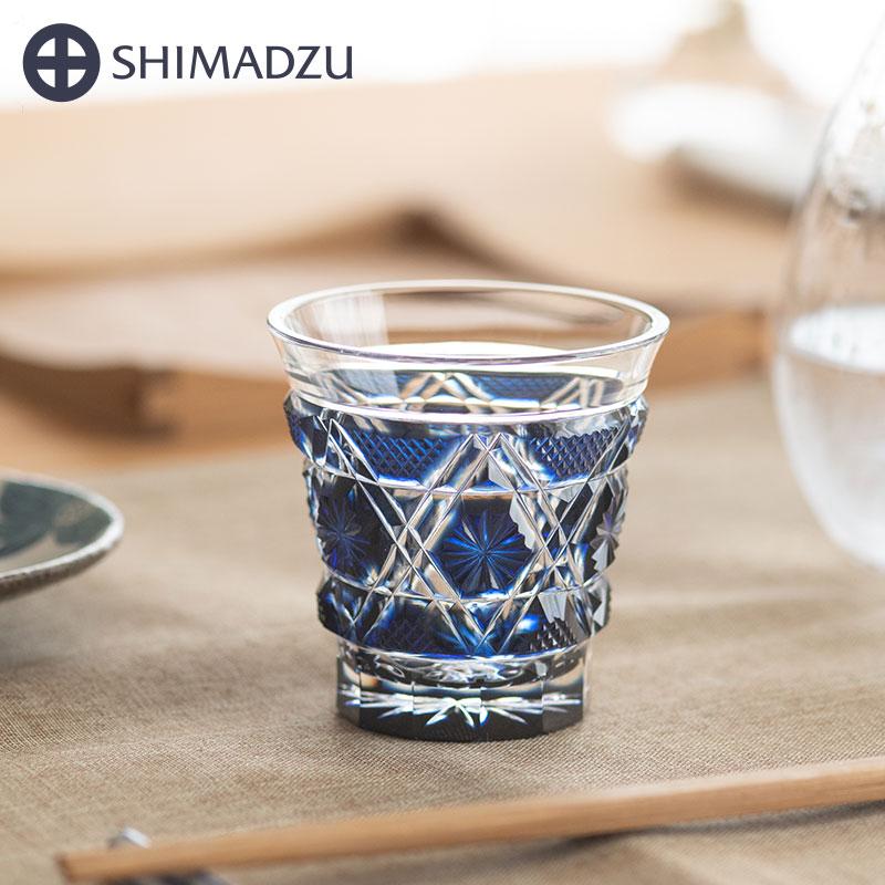 薩摩切子 冷酒グラス cut01 藍 創作 鹿児島 島津薩摩切子 薩摩ガラス